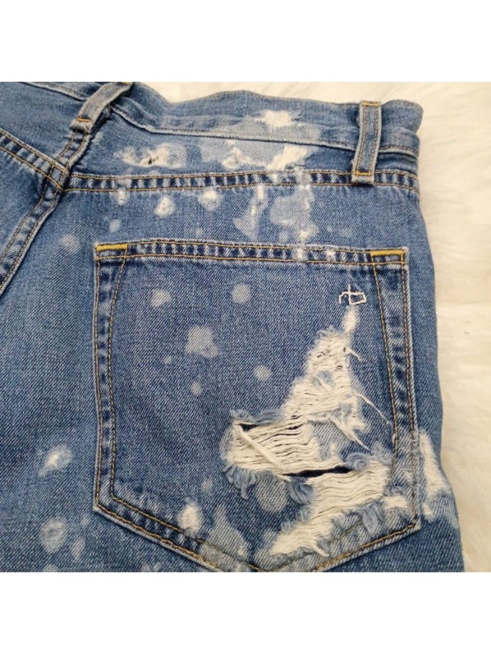 Rag & Bone Womens Distressed Denim High-Waisted Cutoff Shorts Blue Size 26 100% - Picture 10 of 12